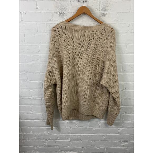 Nicole Miller Women's Long Sleeve Knit Round Neck Pullover Sweater Beige Size XL - Picture 2 of 5